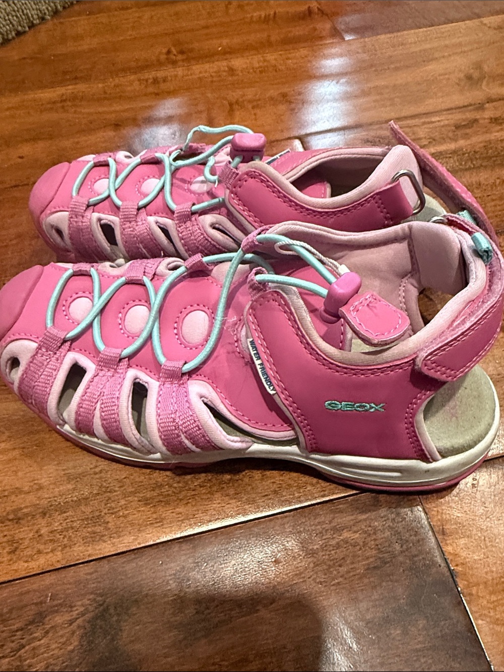 Geox Pink and Light Blue Girls' Closed-Toe Sport Sandals